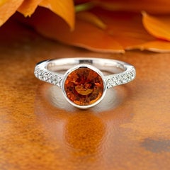 Natural Orange Sapphire Diamond Ring 6.5 14k W Gold 1.88 TCW Certified