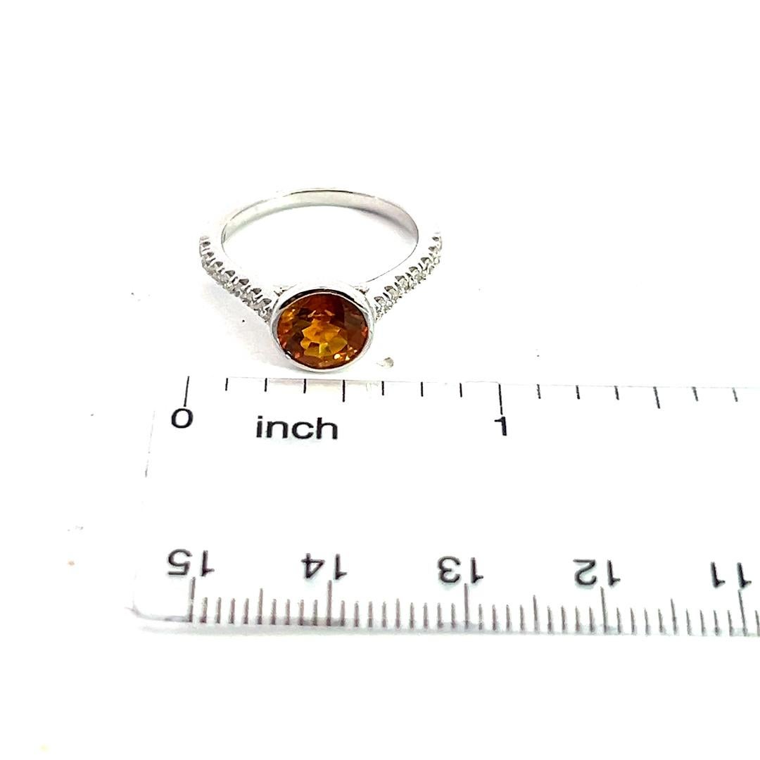 Zafiro naranja natural Anillo de diamantes 6,5 Oro de 14k W 1,88 TCW Certificado en venta 4