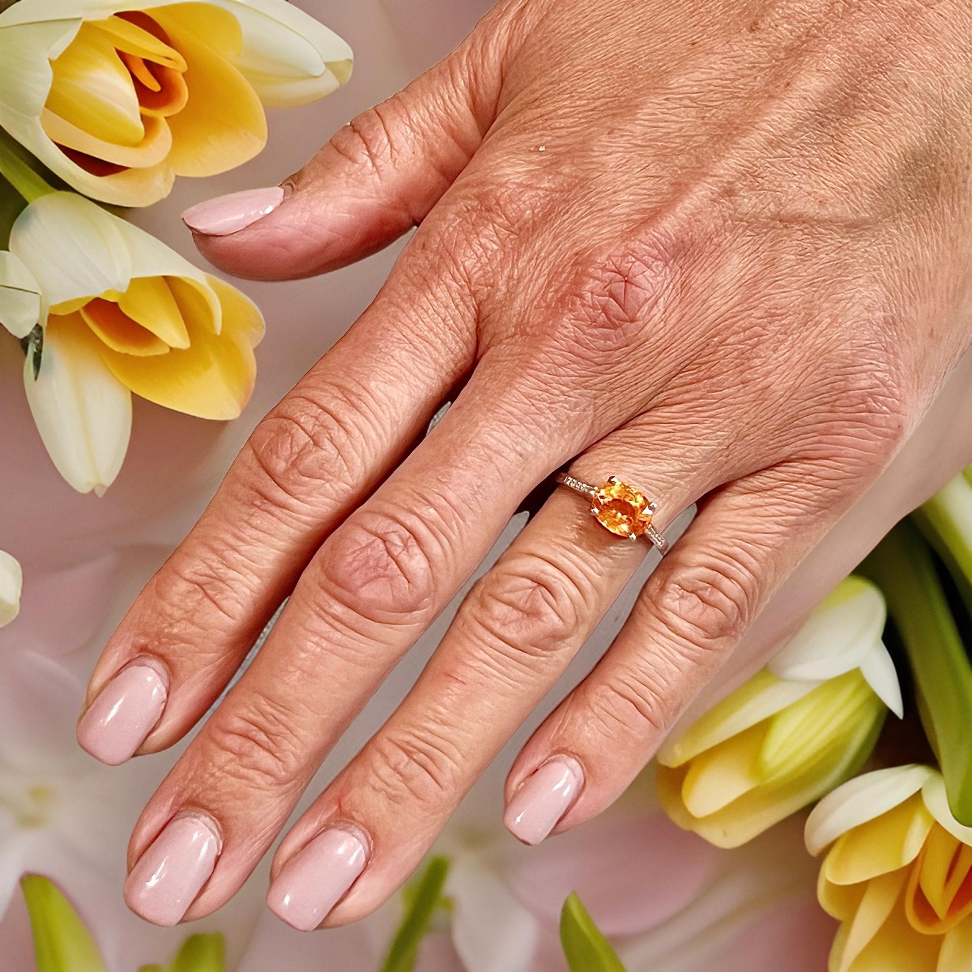 Zafiro Naranja Natural Anillo de Diamantes 6,75 Oro de 14k W 2,6 TCW Certificado en venta 5