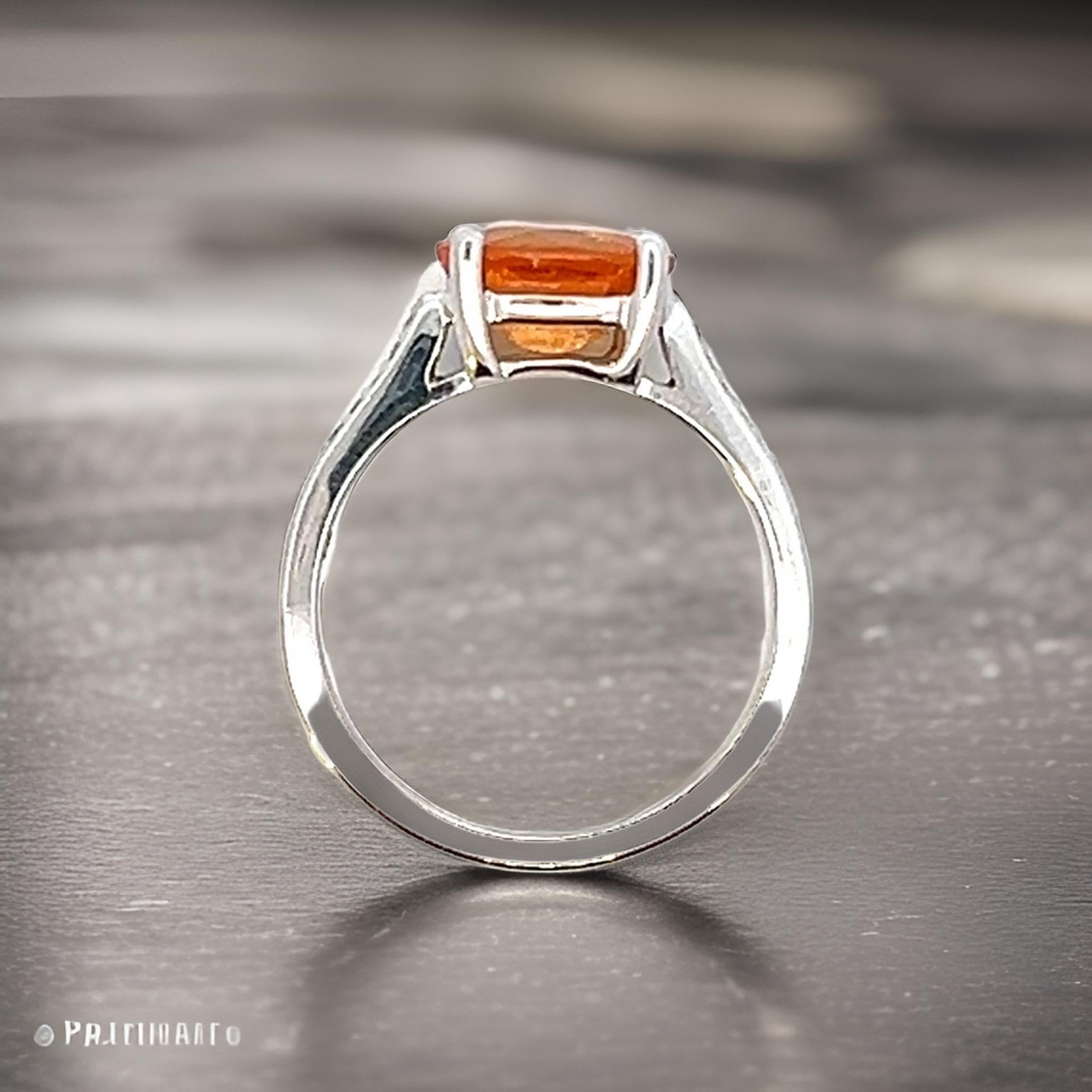 Zafiro Naranja Natural Anillo de Diamantes 6,75 Oro de 14k W 2,6 TCW Certificado en venta 6