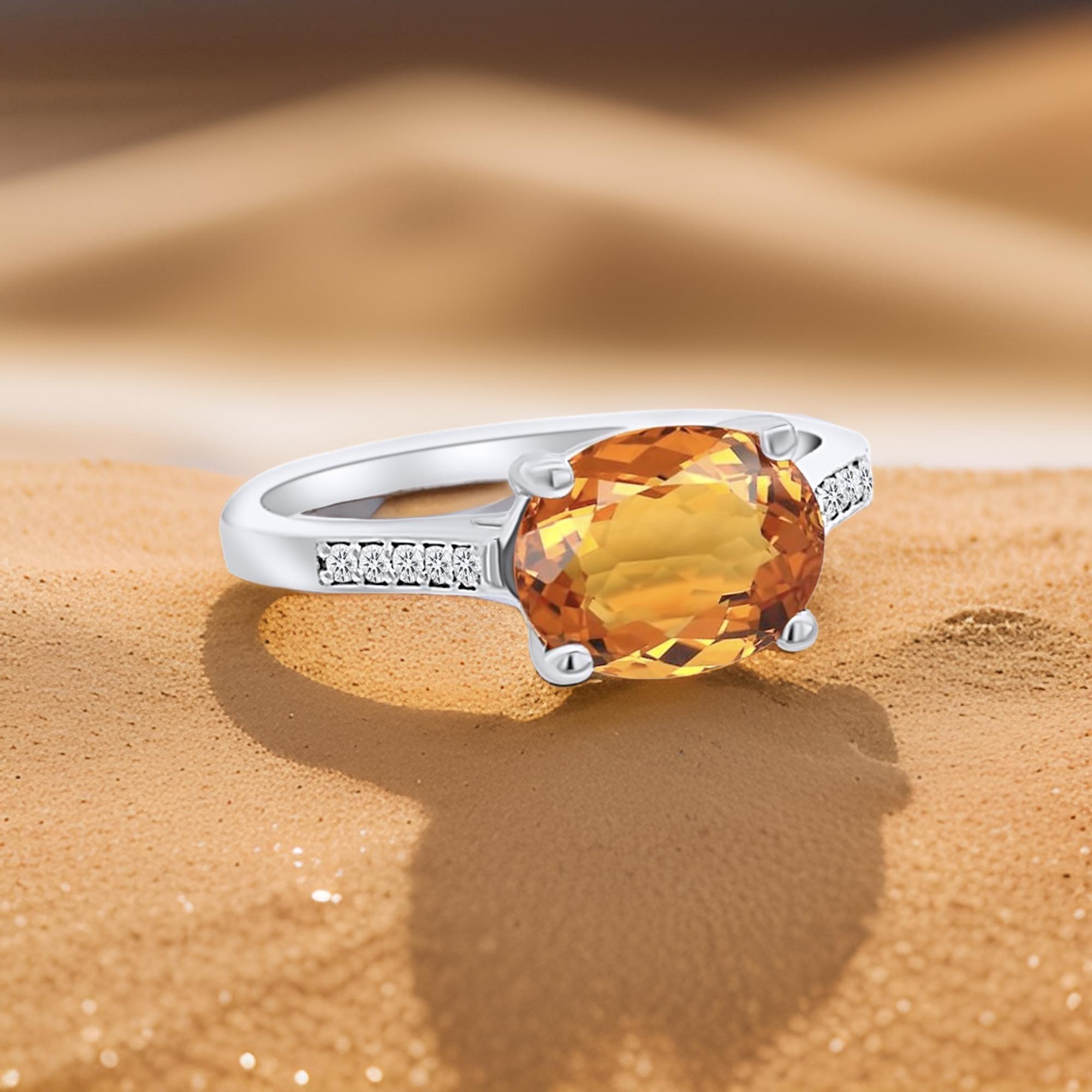 Zafiro Naranja Natural Anillo de Diamantes 6,75 Oro de 14k W 2,6 TCW Certificado en venta 8