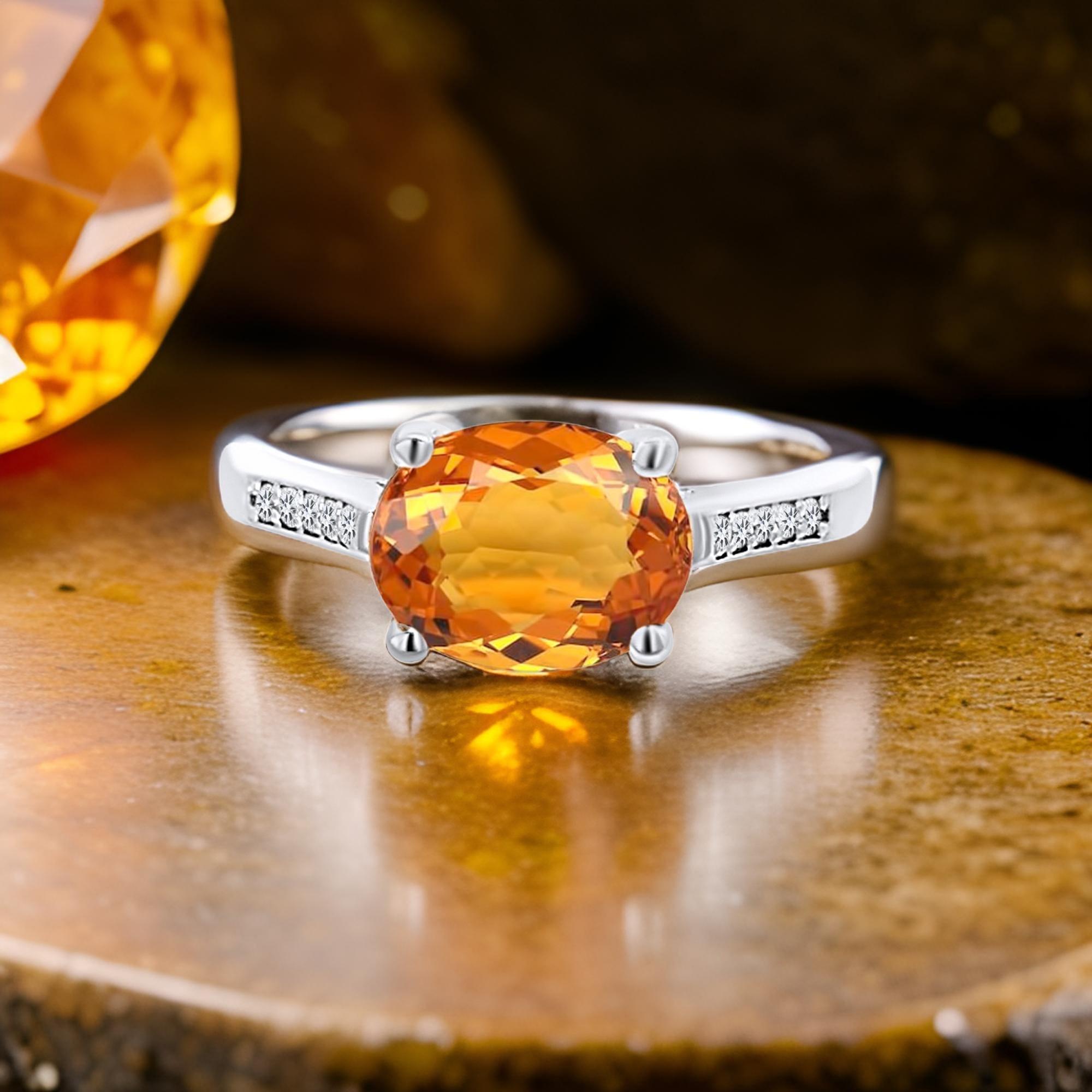 Zafiro Naranja Natural Anillo de Diamantes 6,75 Oro de 14k W 2,6 TCW Certificado en venta 10
