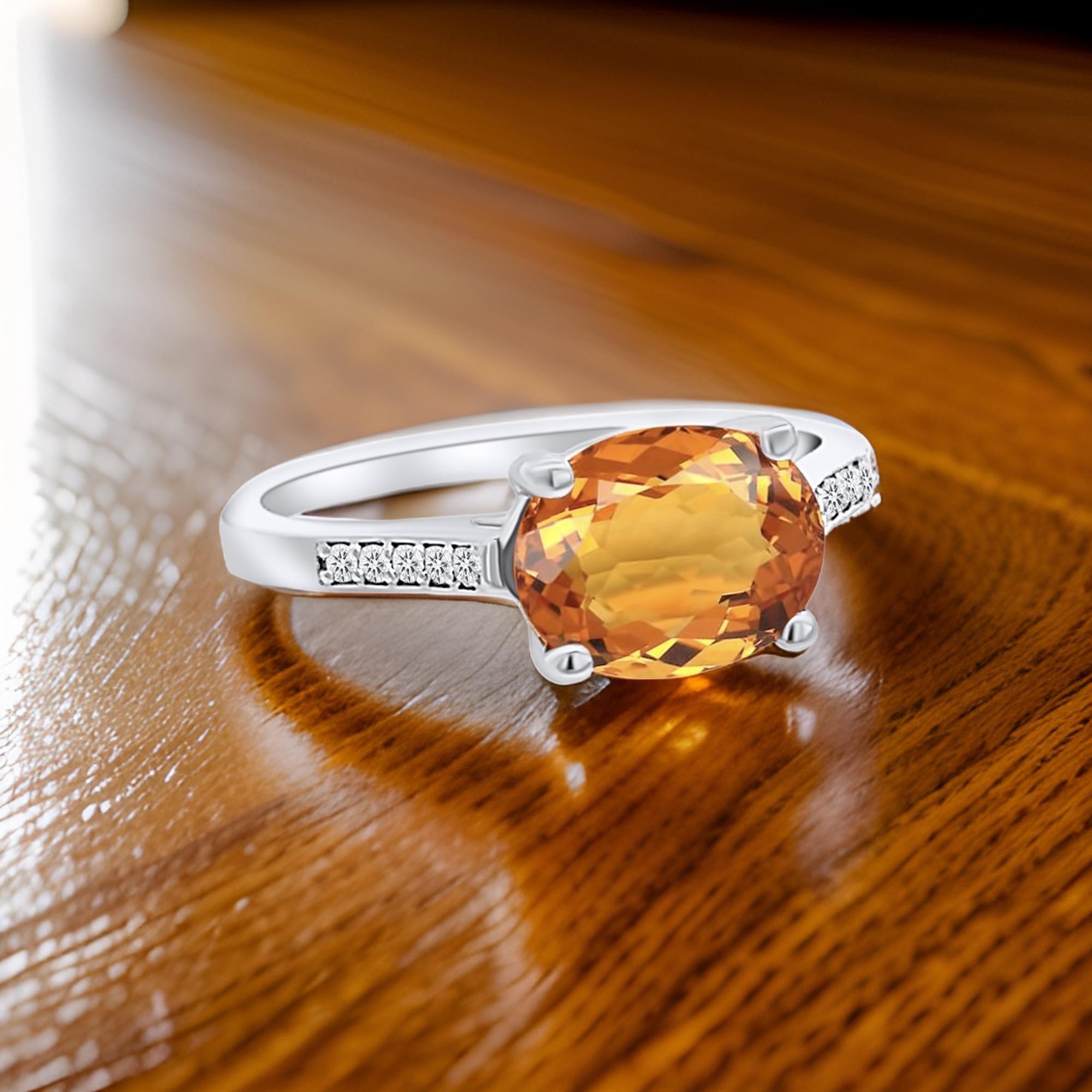 Zafiro Naranja Natural Anillo de Diamantes 6,75 Oro de 14k W 2,6 TCW Certificado en venta 11
