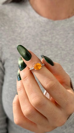 Natural Orange Sapphire Diamond Ring 6.75 14k W Gold 2.6 TCW Certified