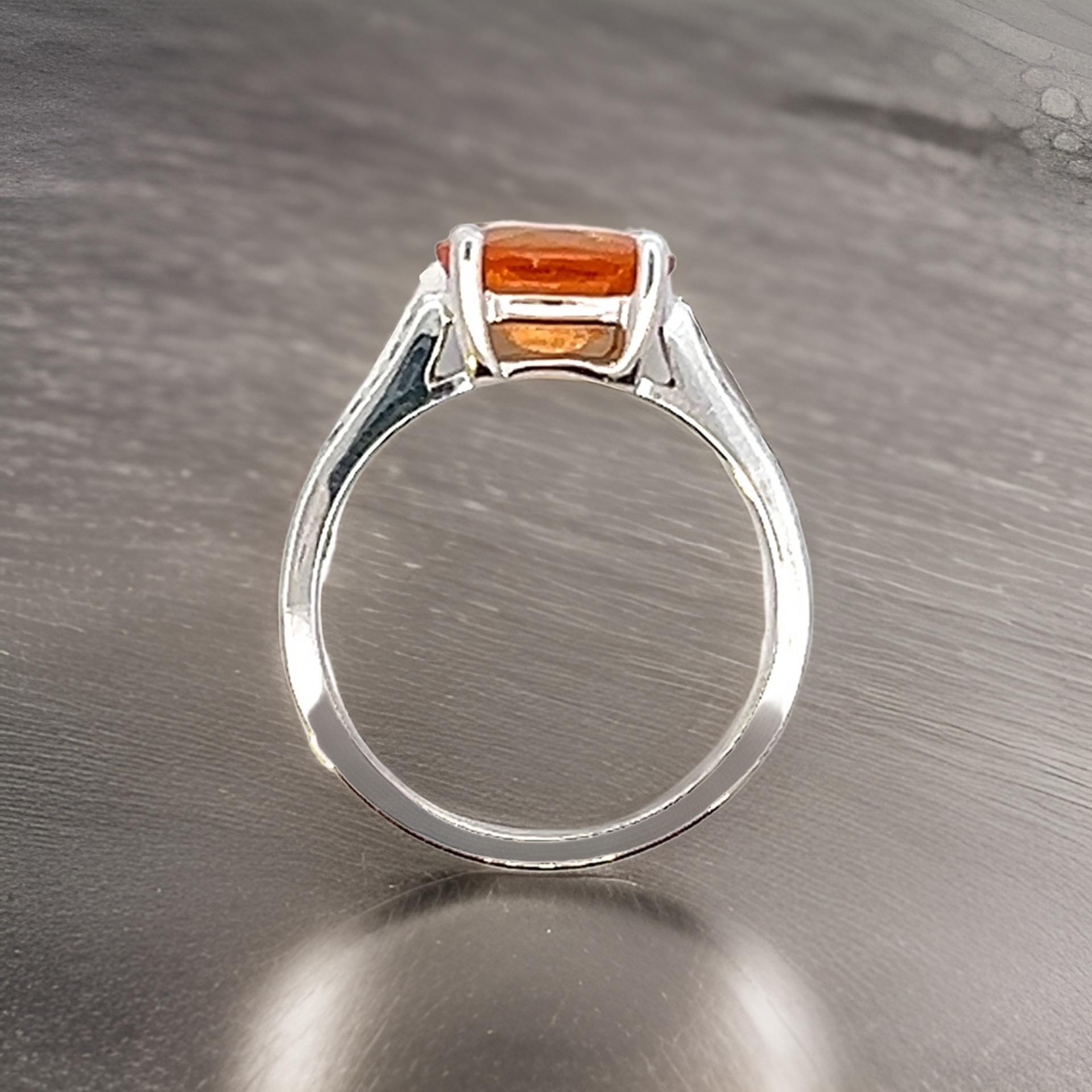 Zafiro Naranja Natural Anillo de Diamantes 6,75 Oro de 14k W 2,6 TCW Certificado en venta 1