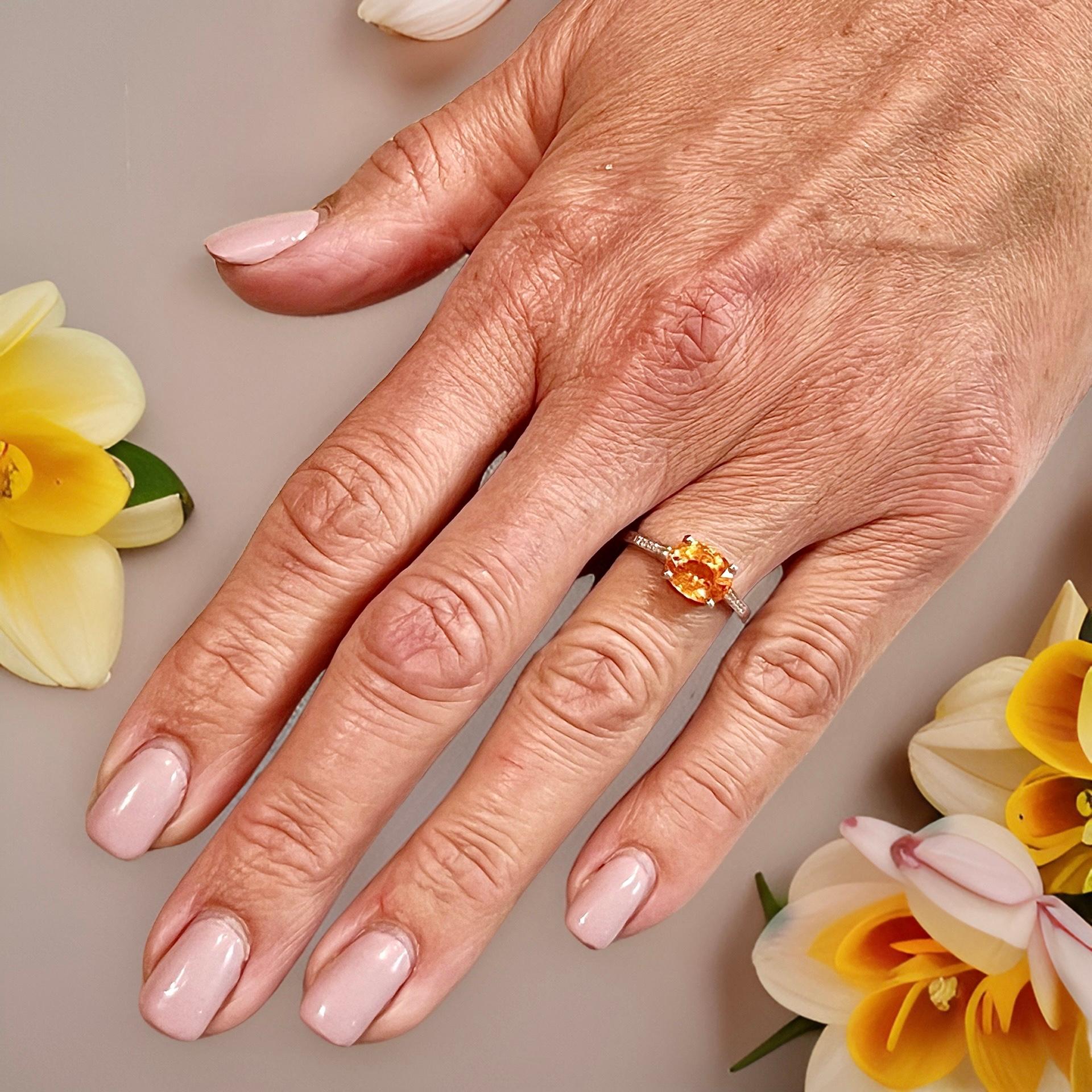 Zafiro Naranja Natural Anillo de Diamantes 6,75 Oro de 14k W 2,6 TCW Certificado en venta 2