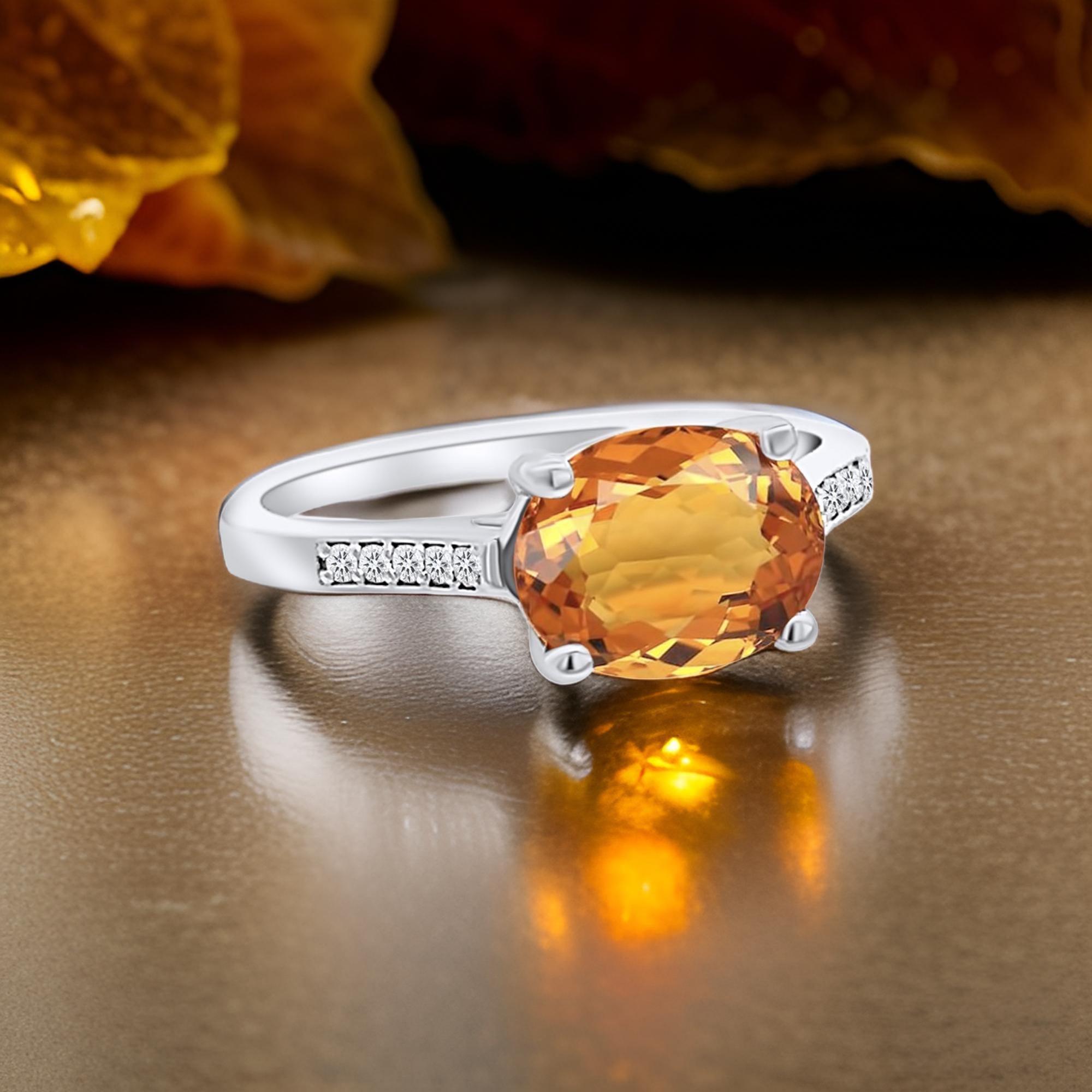Zafiro Naranja Natural Anillo de Diamantes 6,75 Oro de 14k W 2,6 TCW Certificado en venta 3