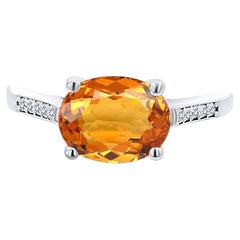 Natural Orange Sapphire Diamond Ring 6.75 14k W Gold 2.6 TCW Certified