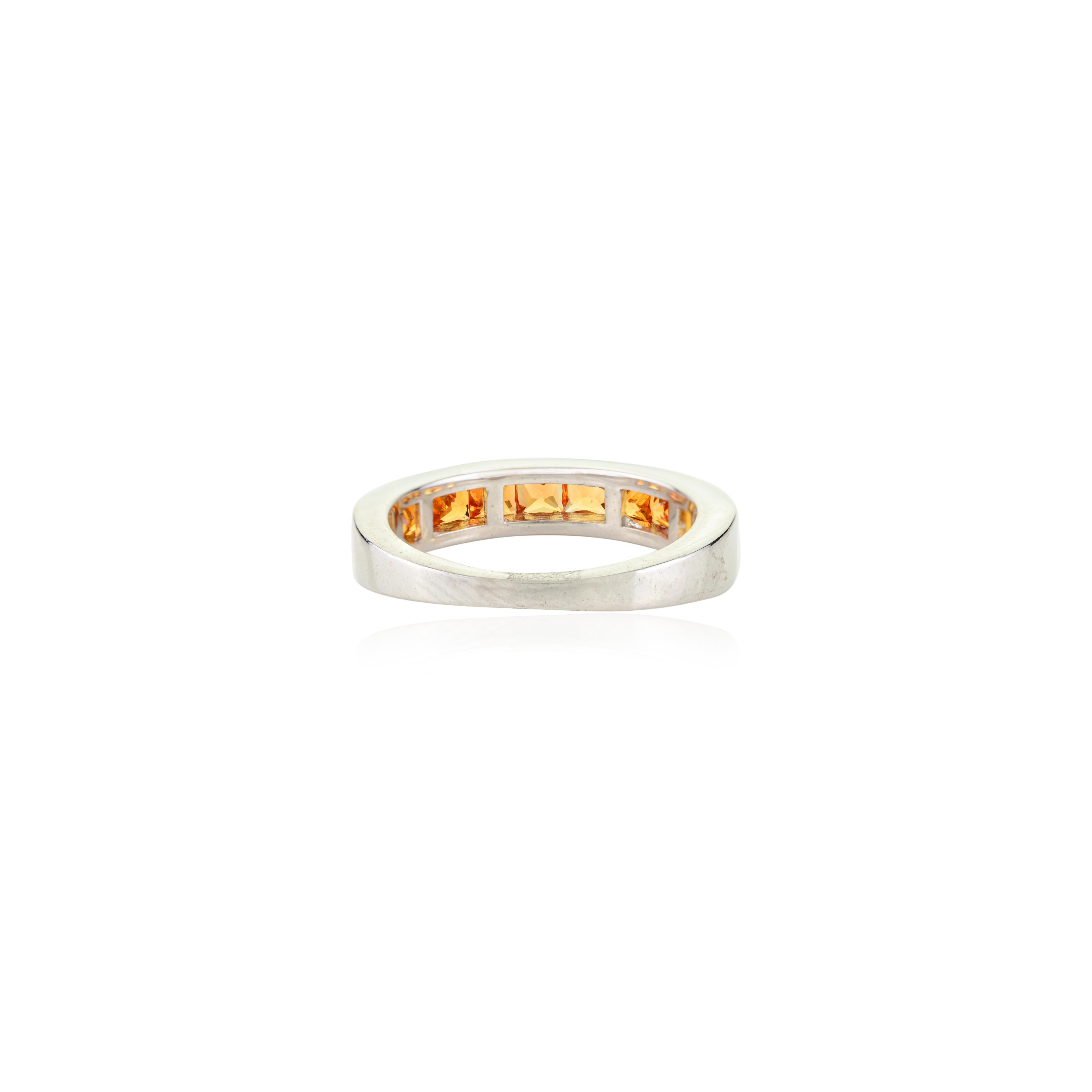 En venta: Natural Orange Sapphire Ring Half Eternity Band for Him in 925 Sterling Silver  7