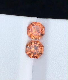 Coppia di pietre preziose sciolte in tormalina arancione naturale da 2,55 carati, taglio ottagonale, per orecchini