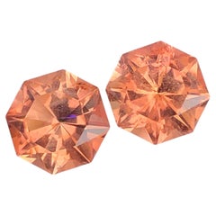 Coppia di pietre preziose sciolte in tormalina arancione naturale da 2,55 carati, taglio ottagonale, per orecchini