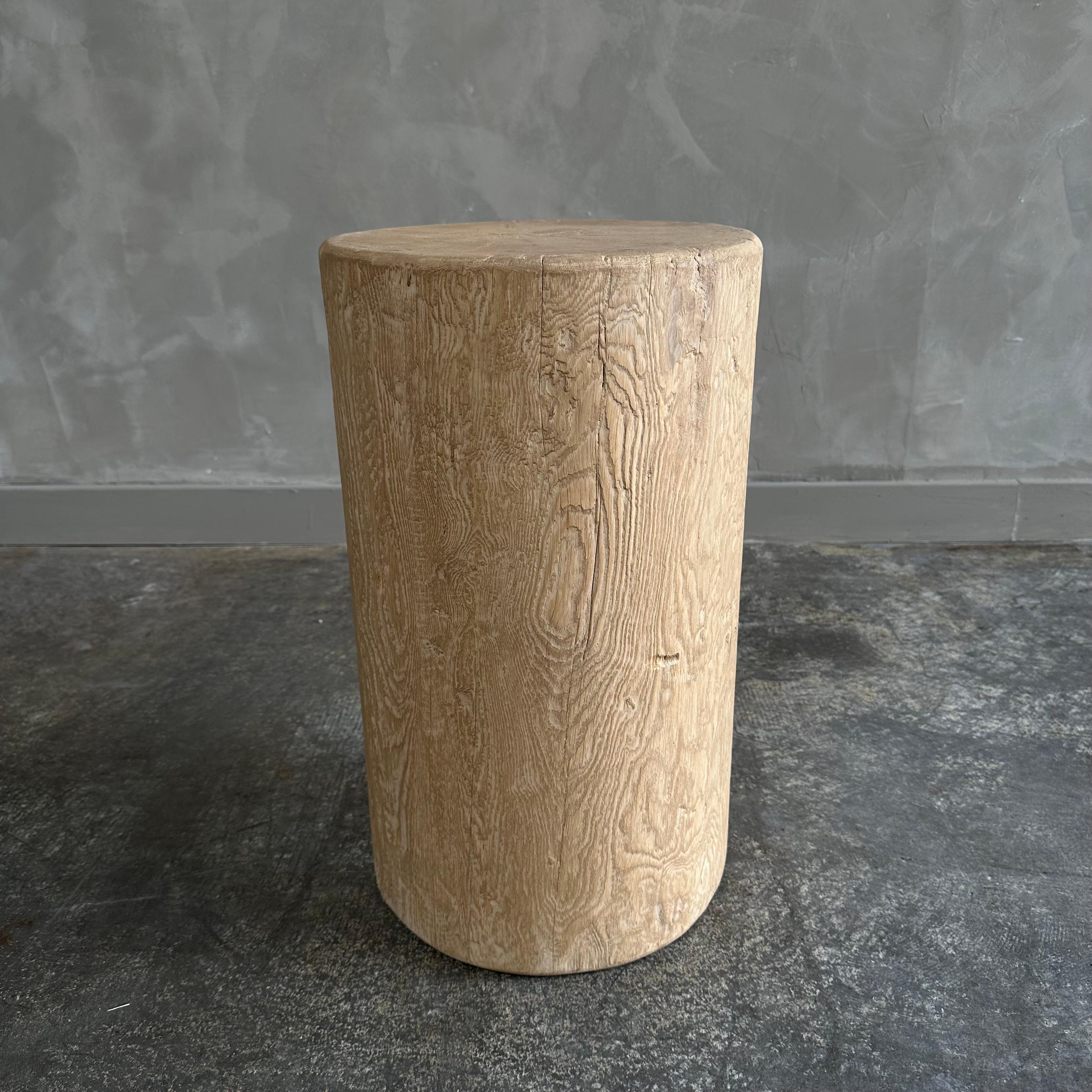 Contemporary Natural Organic Elm Wood Stump Side Table