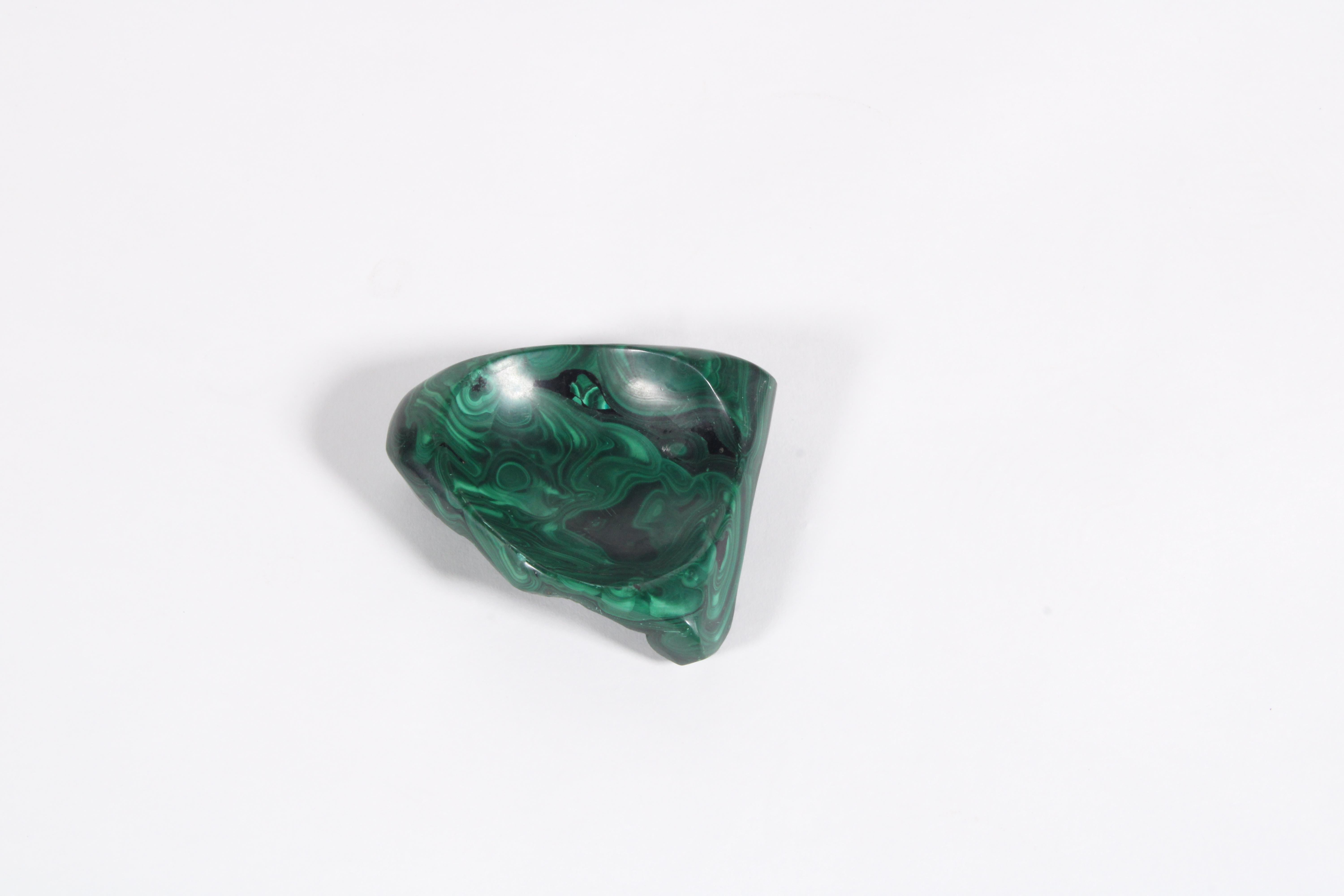 Modern Natural Organic Form Malachite Dish / Shallow Bowl * Free Worldwide Delivery For Sale