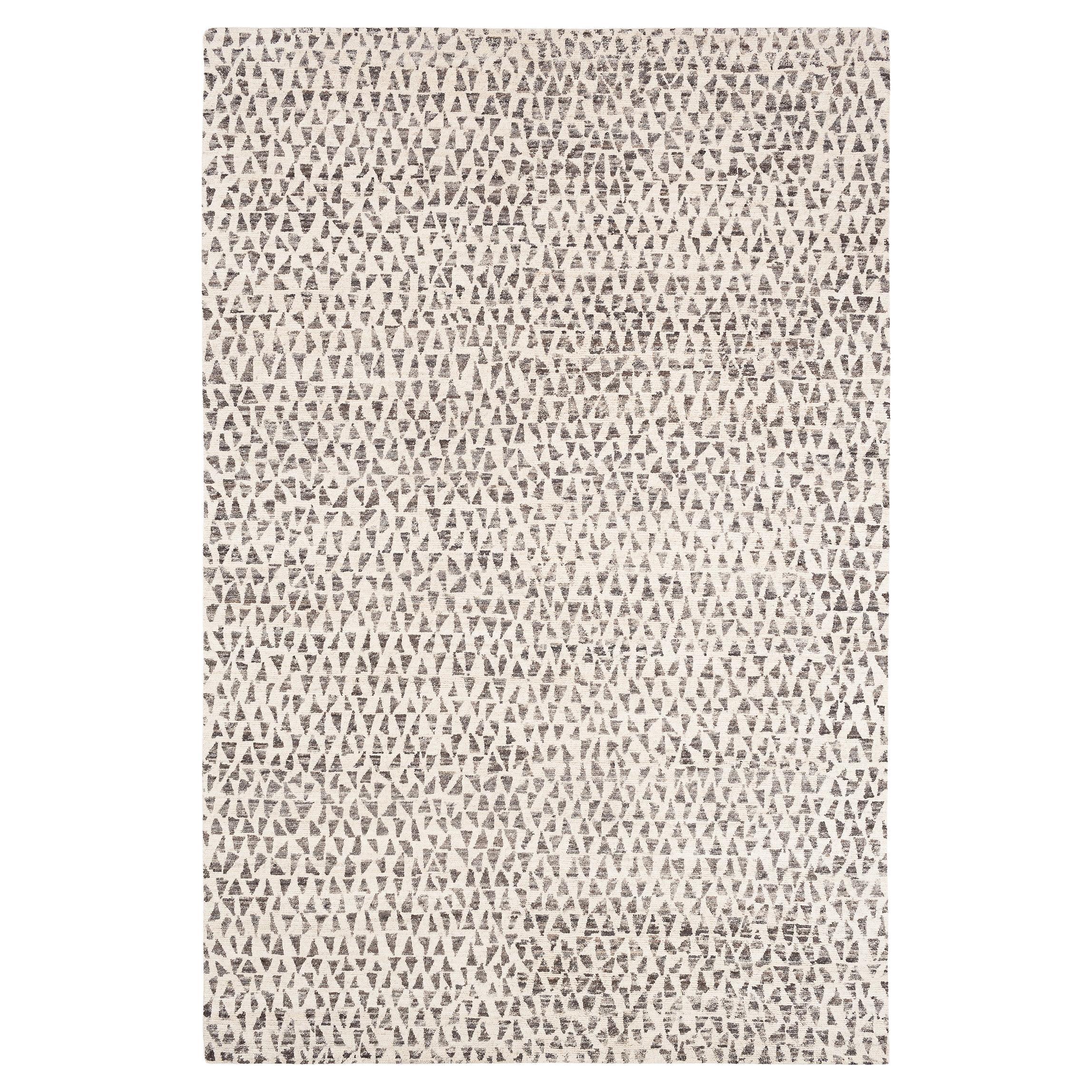 Organic Modern Natural White Pattern Area Rug Dancing Triangles by Joseph Carini