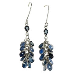 Natural Blue Sapphire Cluster Earrings
