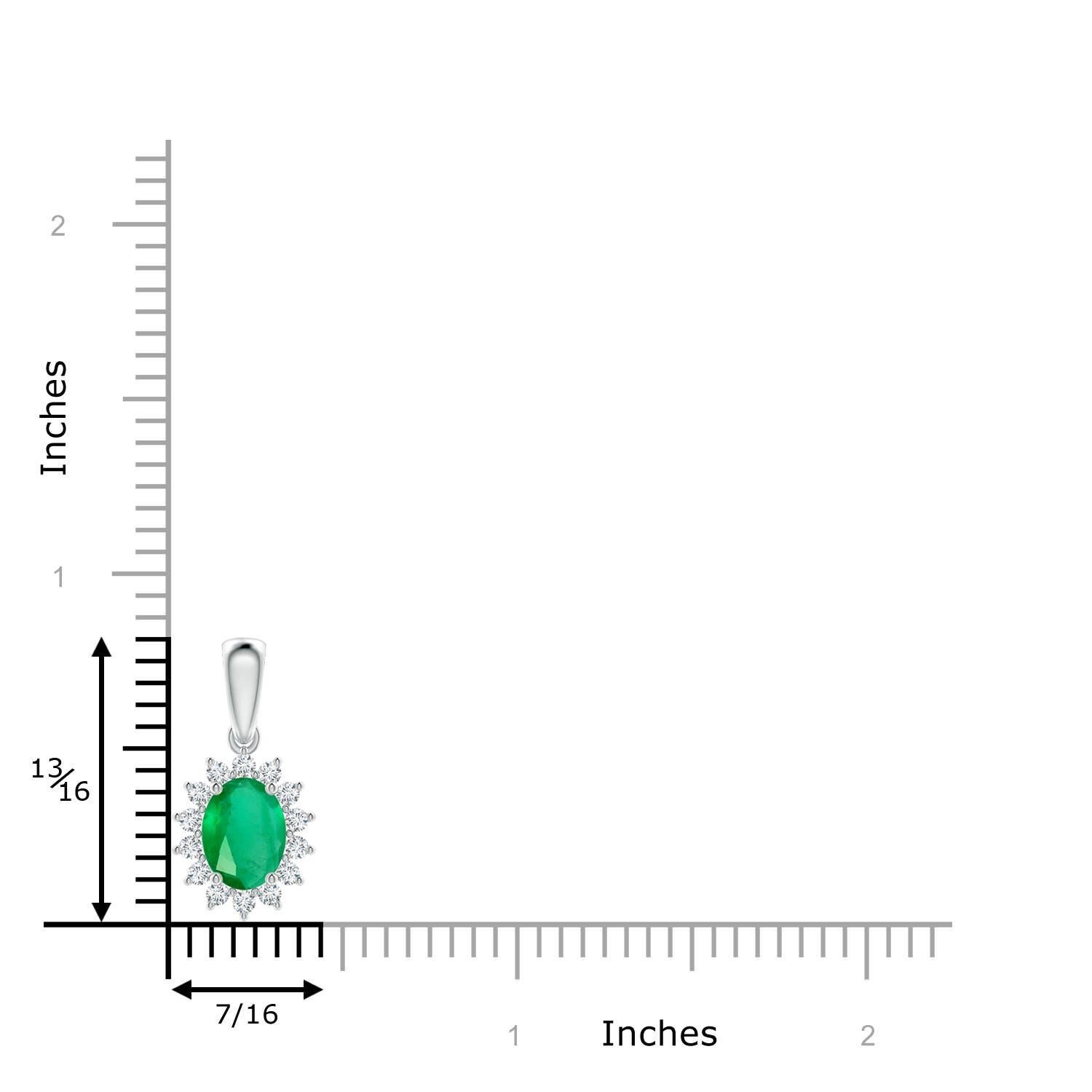 Modern Natural Oval 1.1 ct Emerald Pendant with Diamond Halo in 14K White Gold For Sale