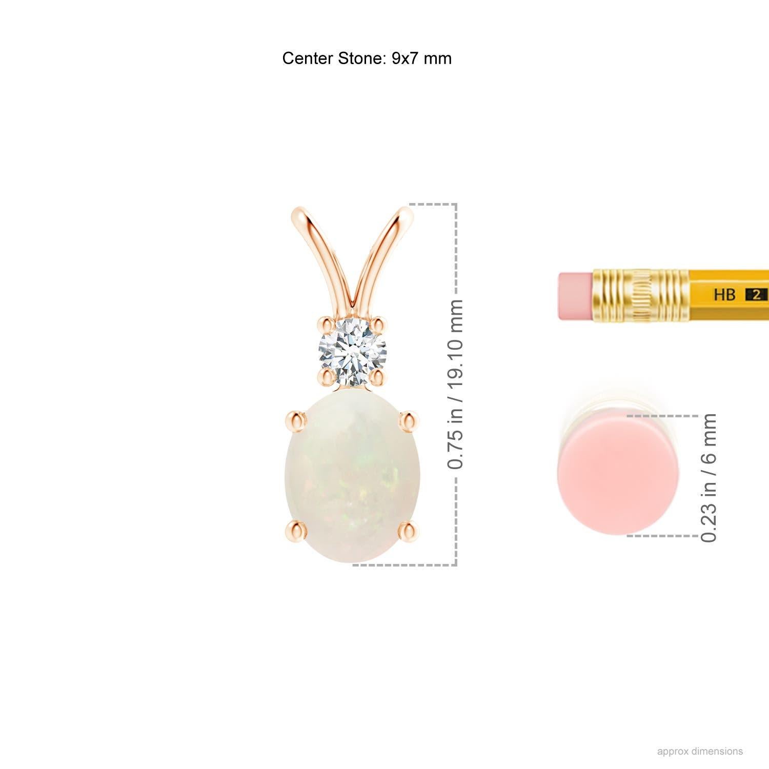 Moderno Ciondolo ovale naturale a forma di balla di Opale da 1,1 carati con accenti di diamanti in oro rosa 14K in vendita