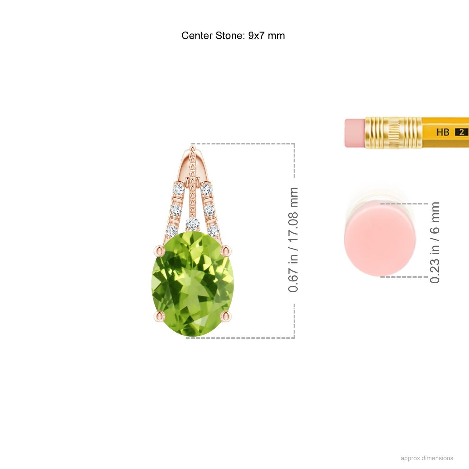 Natürlicher ovaler 1,9 Karat Peridot und Diamant Leo-Anhänger aus 14K Roségold (Moderne) im Angebot