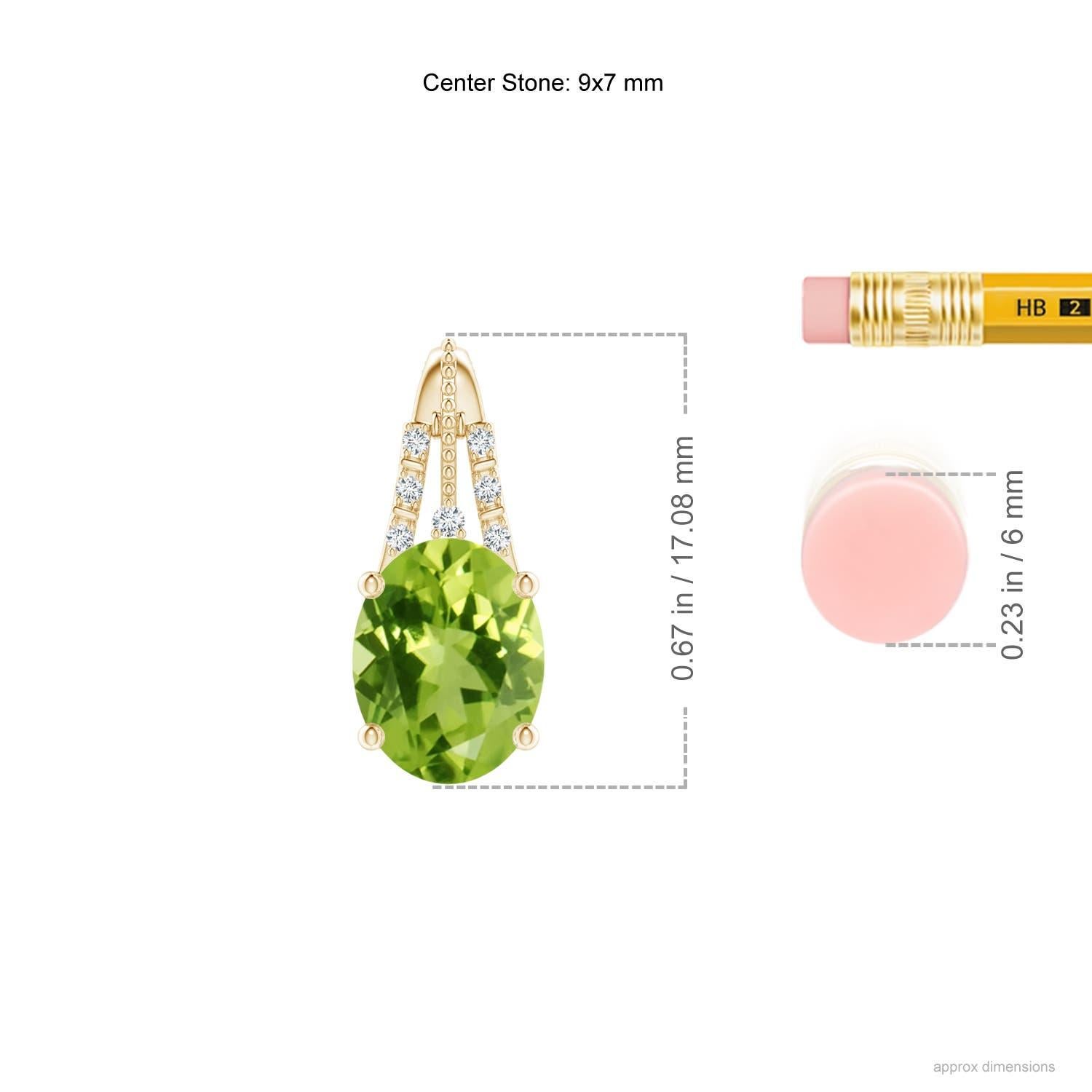 Moderne Pendentif Leo en or jaune 14 carats avec péridot ovale naturel de 1,9 carat et diamants en vente