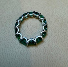 Natural Oval 5 Ct Zambain Emerald Eternity Band in Platinum , Size 6, Clearence