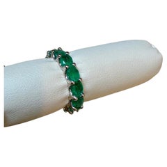 Natural Oval 5 Ct Zambain Emerald Eternity Band in Platinum , Size 6, Clearence
