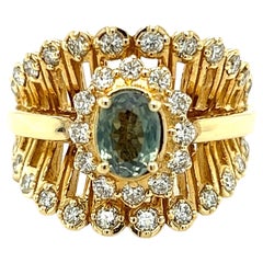 Natural Oval Alexandrite & Diamond Ring
