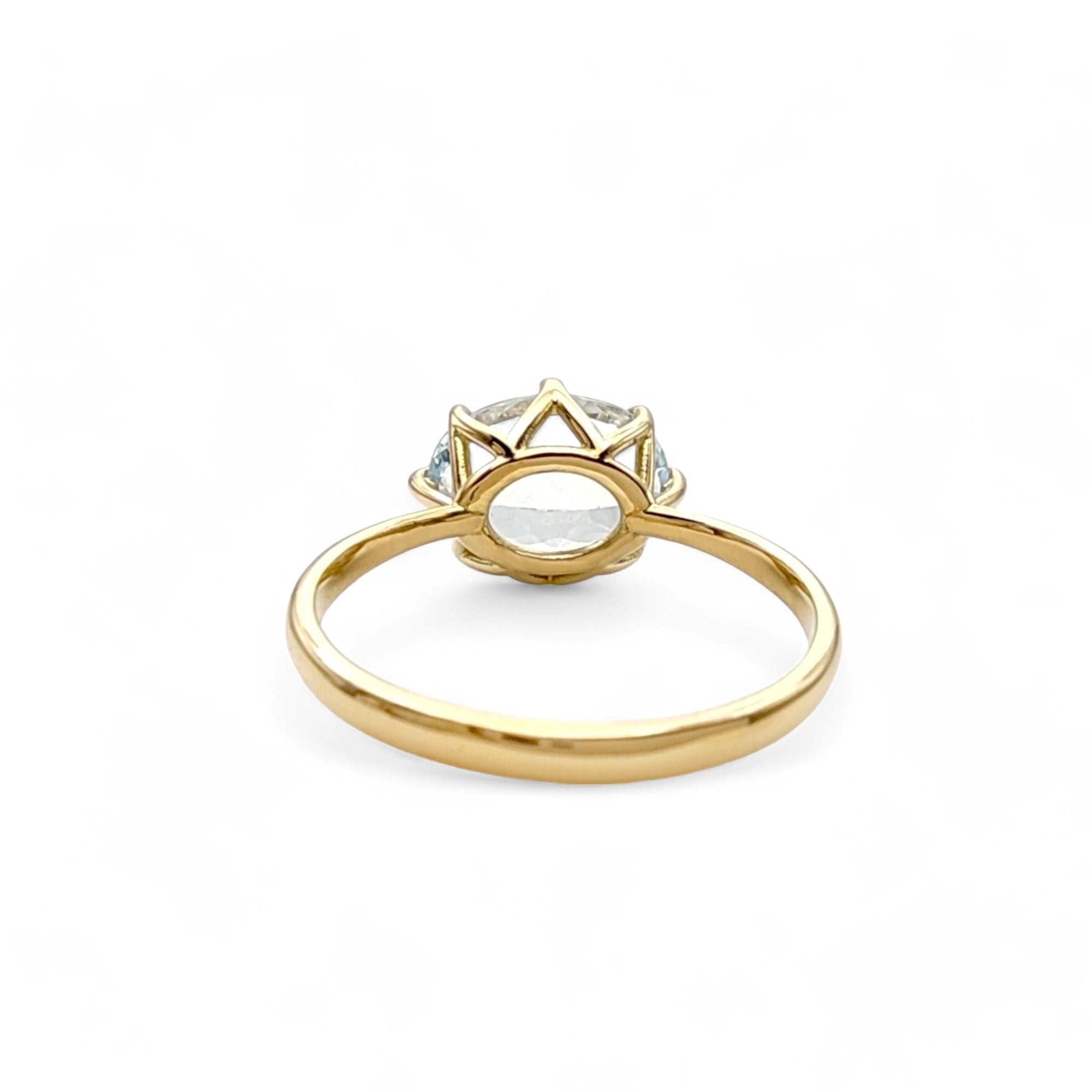 Natural Oval Aquamarine Cocktail Ring - 18K solid Gold -Gift for her- Engagement 4