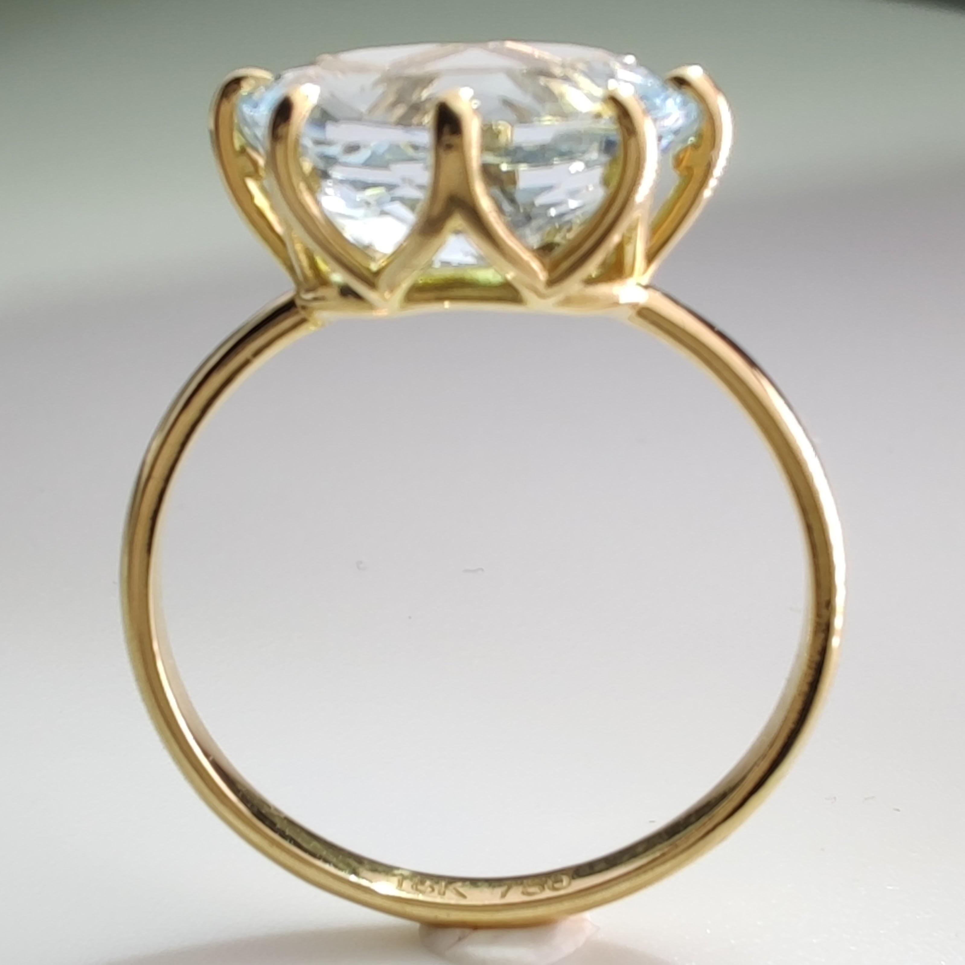 Contemporary Natural Oval Aquamarine Cocktail Ring - 18K solid Gold -Gift for her- Engagement