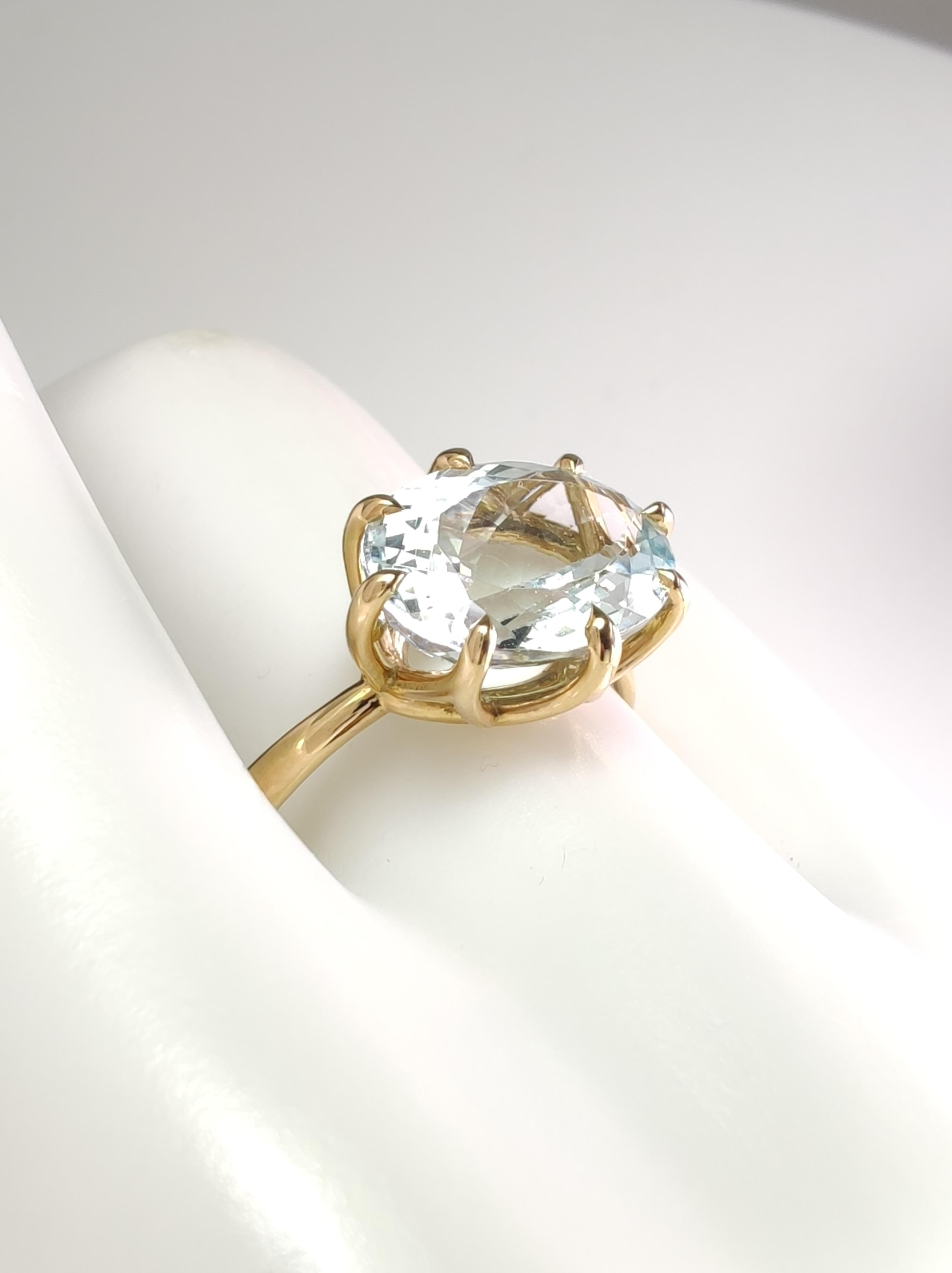 Natural Oval Aquamarine Cocktail Ring - 18K solid Gold -Gift for her- Engagement In New Condition In Sant Josep de sa Talaia, IB