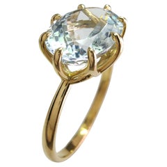 Natural Oval Aquamarine Cocktail Ring - 18K solid Gold -Gift for her- Engagement