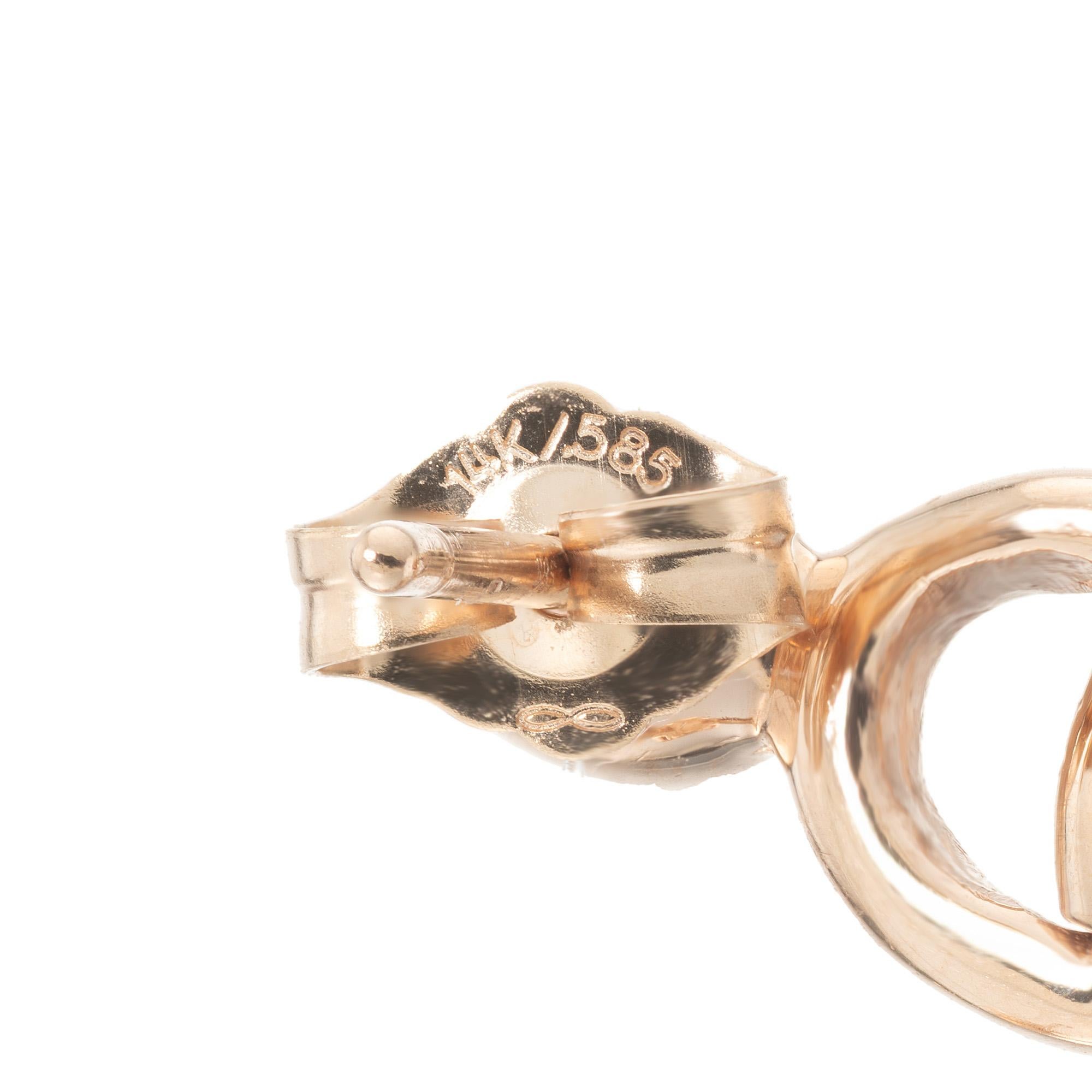 Natürliche ovale Koralle Rosa Saphir Roségold Ohrhänger (Ovalschliff) im Angebot