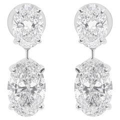 Orecchini a goccia con diamante naturale taglio ovale da 6,11 carati SI/HI Oro bianco massiccio 18 carati
