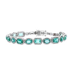 Natural Oval Cut Emerald Diamond Stackable Bracelet 18k Yellow Gold