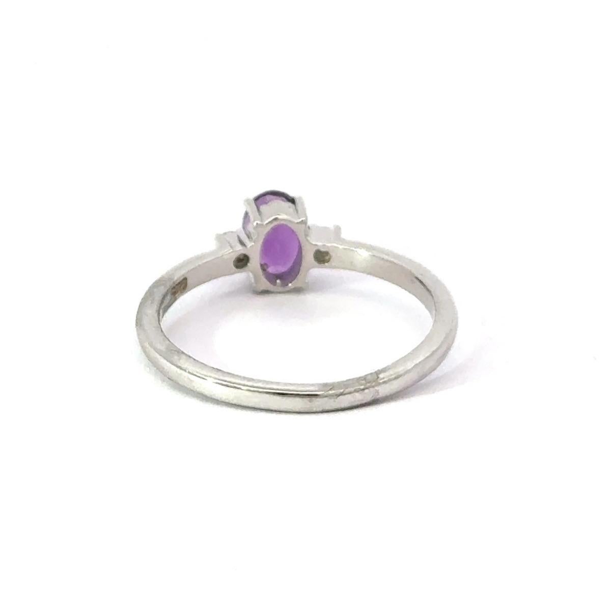 For Sale:  Natural Oval Cut Amethyst with Zirconia Fine Jewelry Ring for Gift in 925 Silver 8
