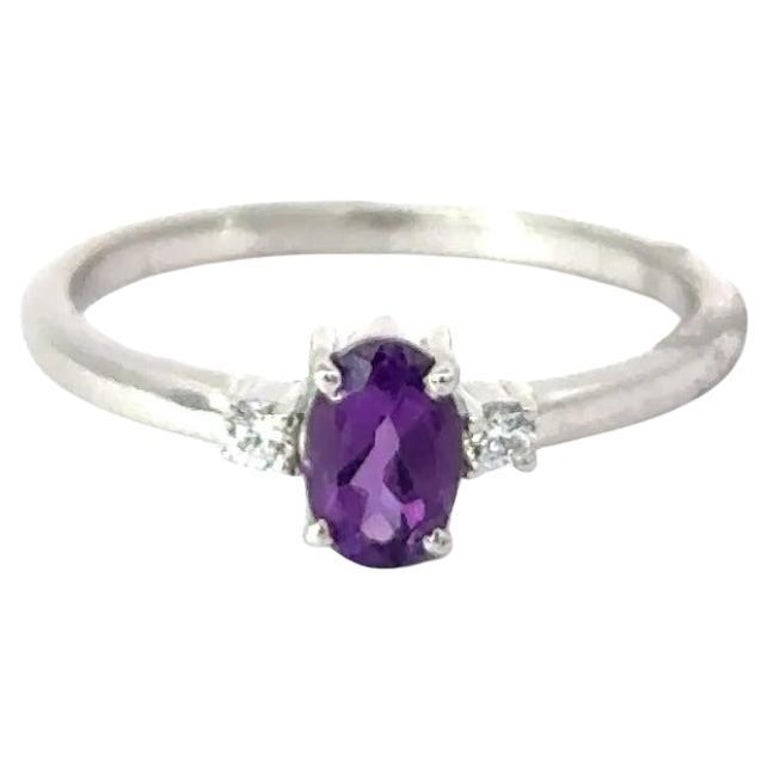 Bague Argent 925 Avec Améthyste Ovale Naturelle - Vintage - Fait Main En Inde