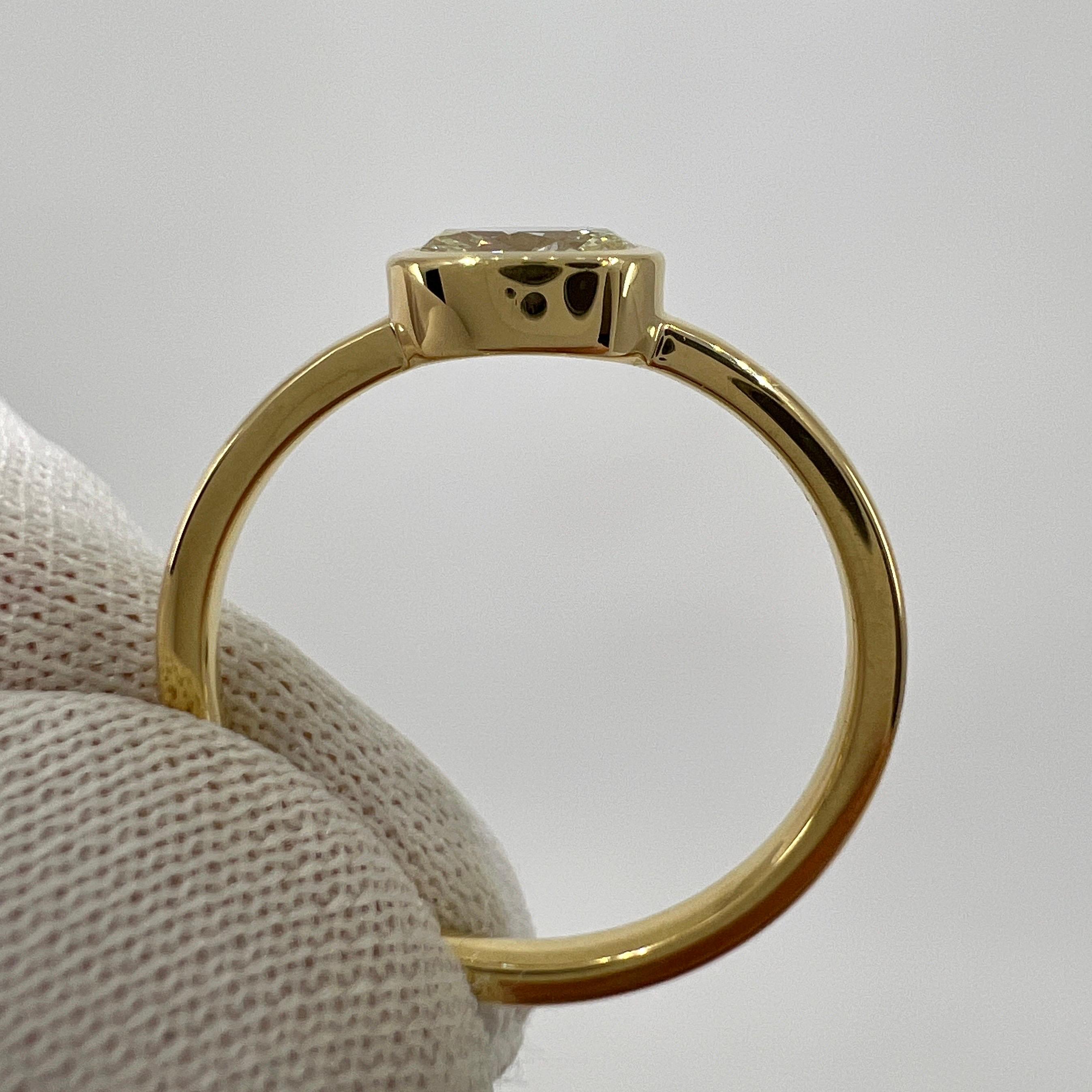 Natural Oval Cut Light Yellow Diamond 18k Yellow Gold Solitaire East West Ring 3