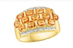 Natural Oval Cut Yellow Sapphire & Diamond Ring in 14k Yellow Gold