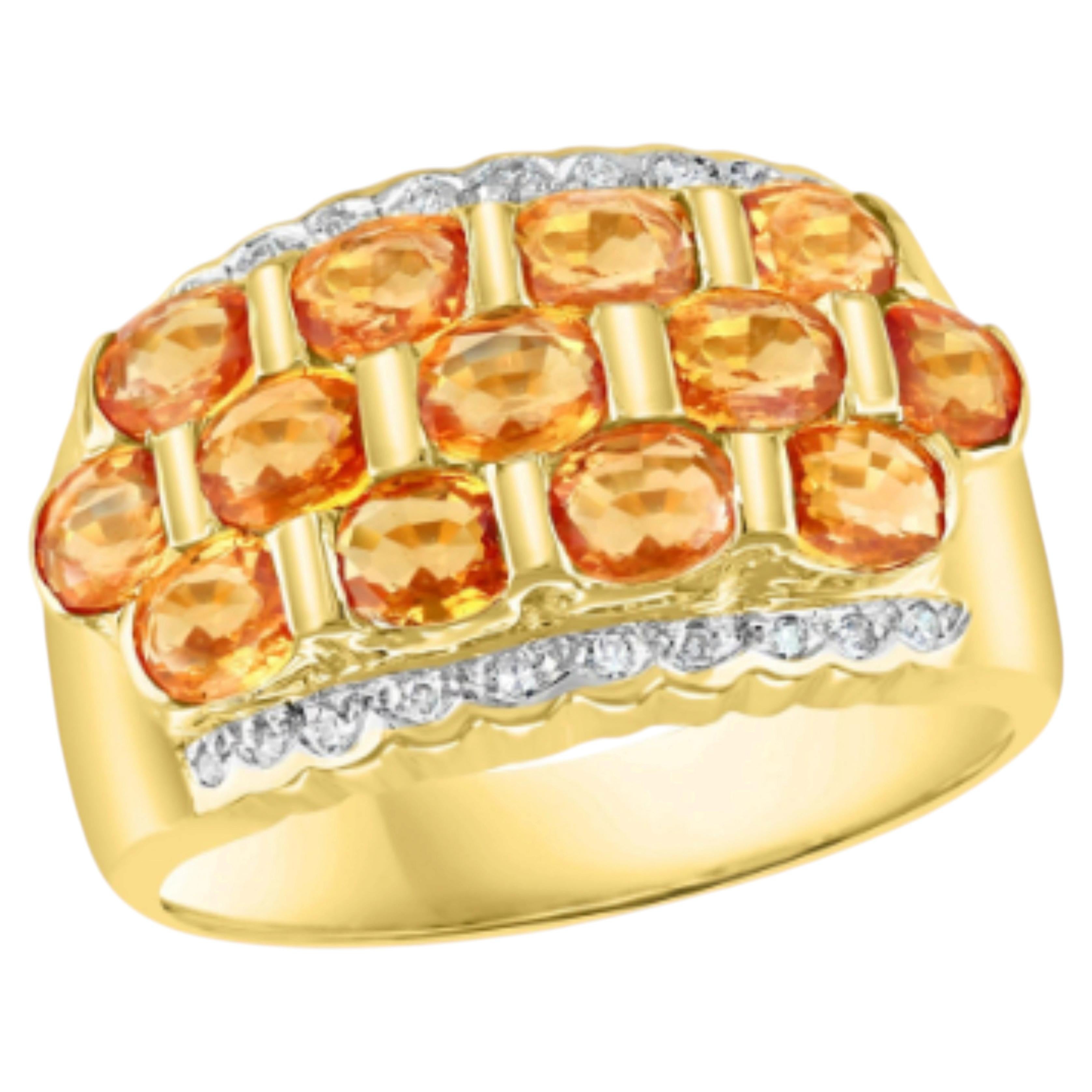 Designer 14K Yellow Gold Yellow Sapphire & Diamond Ring, 2.5ct For Sale