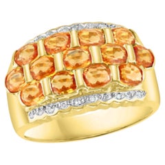 Natural Oval Cut Yellow Sapphire & Diamond Ring in 14k Yellow Gold