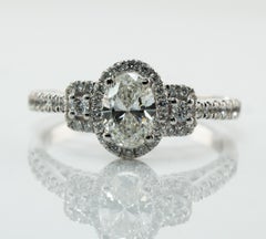 Natural Oval Diamond Ring Halo 14K White Gold 1.70 TDW Engagement HDO