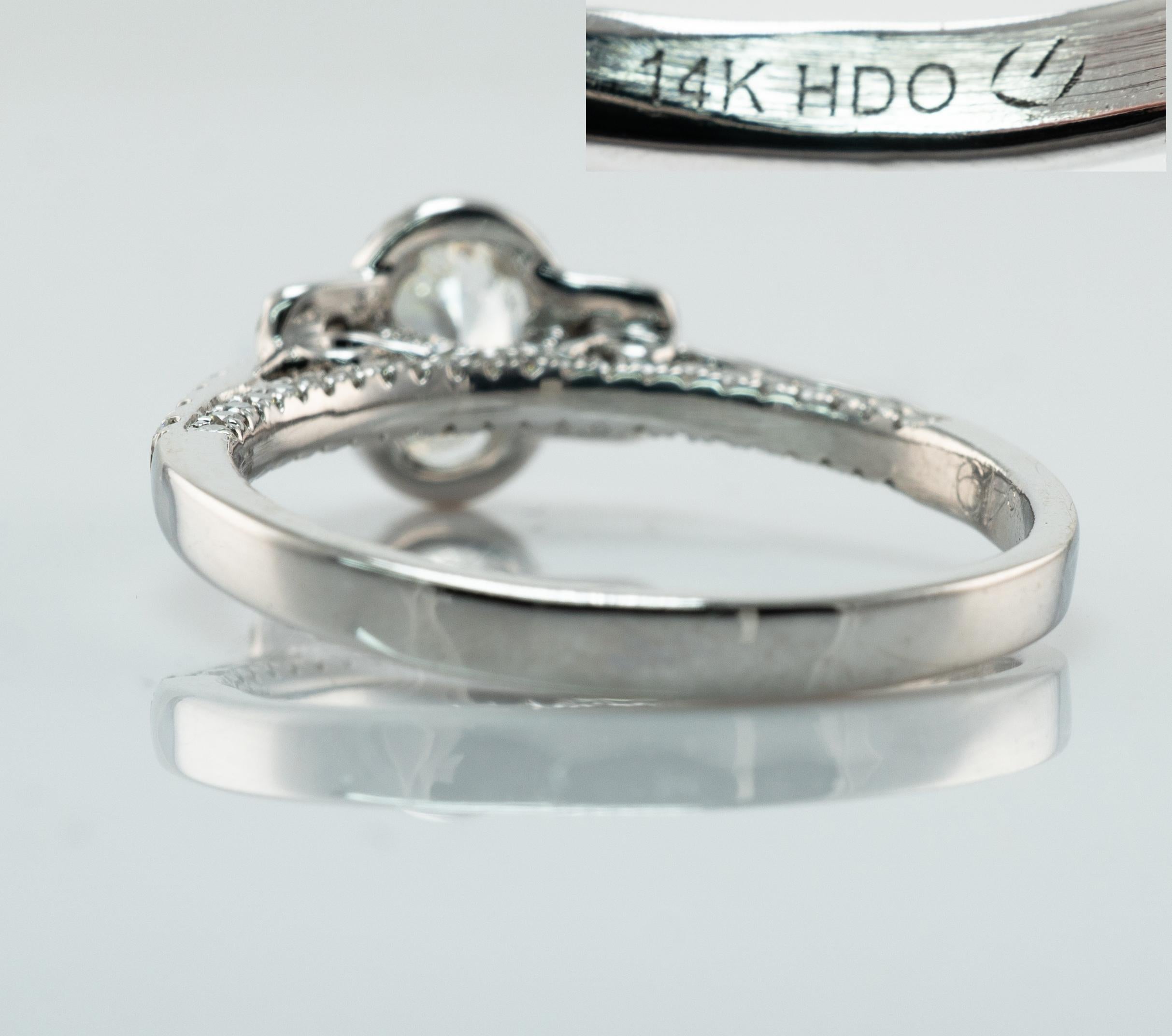 Natürlicher ovaler Diamantring Halo 14K Weißgold 1,70 TDW Verlobungsring HDO im Angebot 1