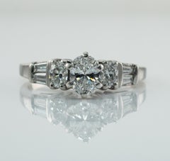 Natural Oval Diamond Ring Platinum .90 TDW Engagement