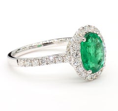 Natural Oval Emerald and White Diamond White Gold 2.46 Carat TW Cocktail Ring