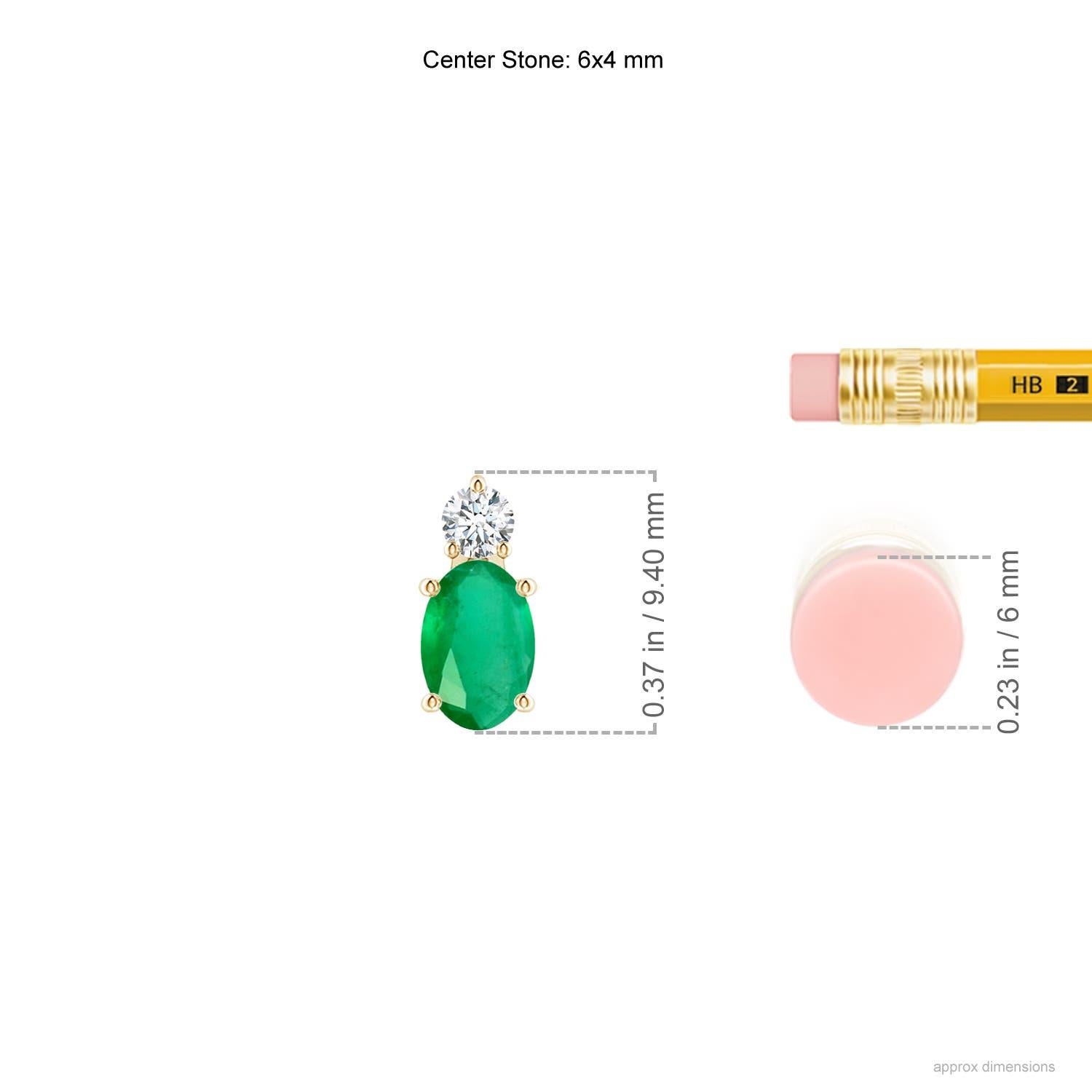 Moderne Pendentif solitaire d'émeraude ovale naturelle avec diamants en or jaune 18 carats en vente