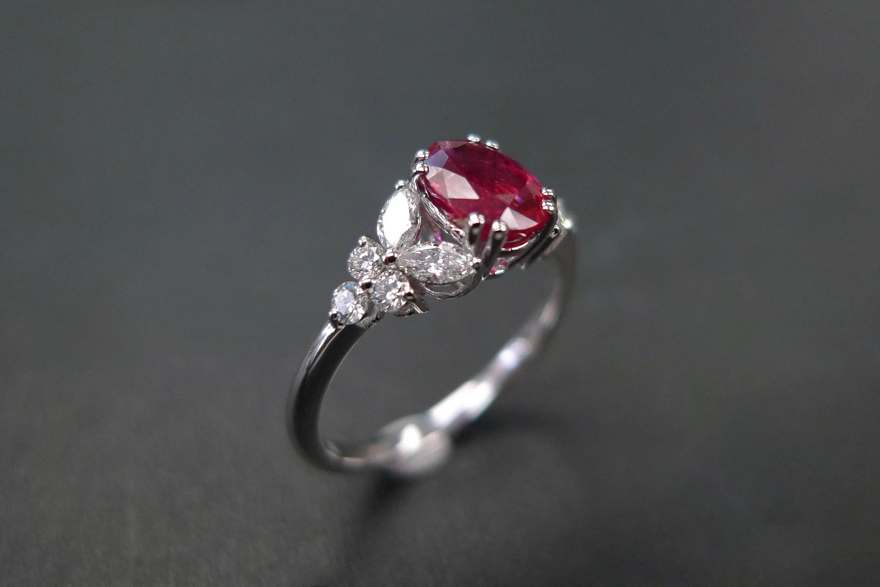 For Sale:  Natural Oval Heated Ruby Engagement Ring   2