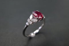 Natural Oval Heated Ruby Engagement Ring