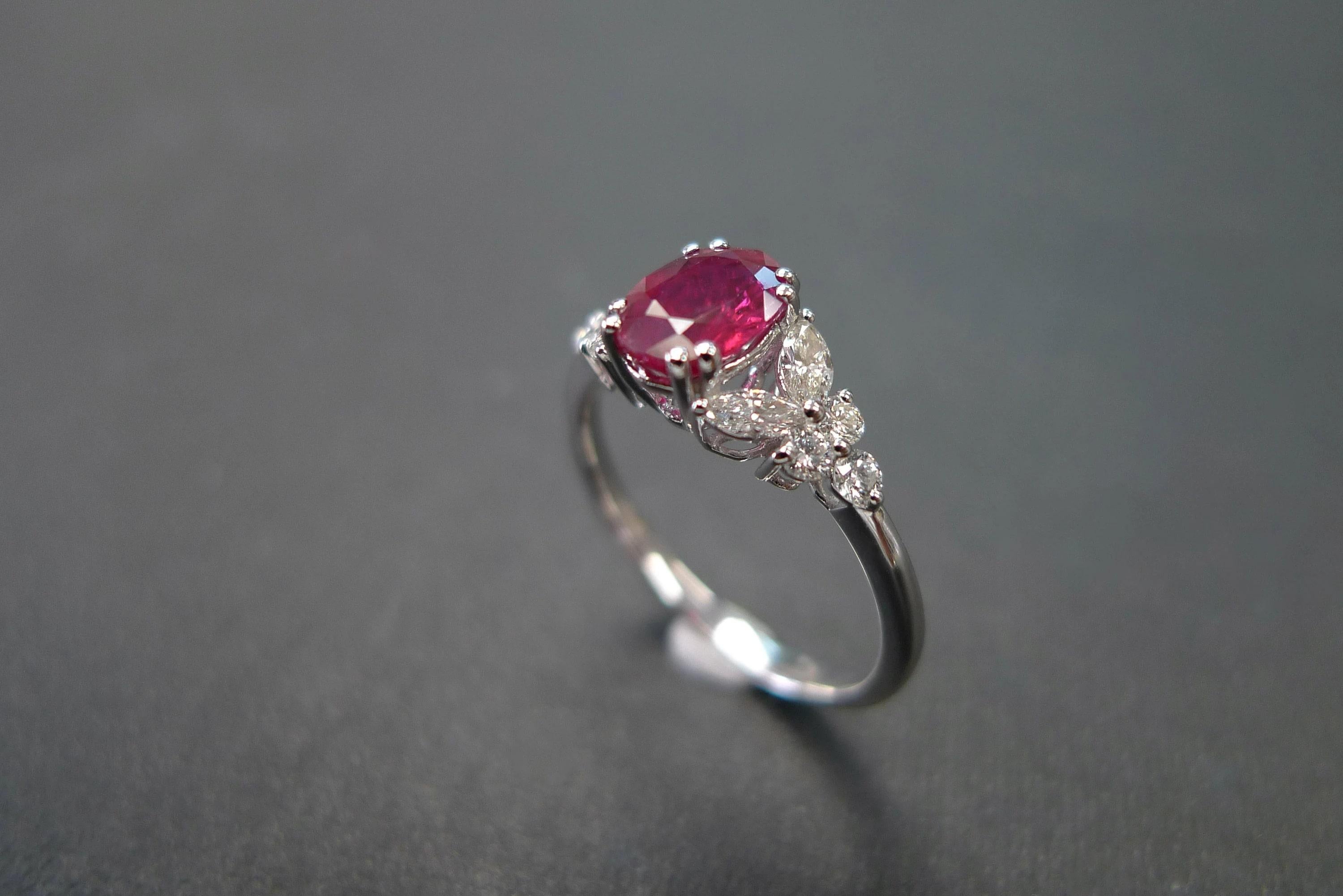 For Sale:  Natural Oval Heated Ruby Engagement Ring   3