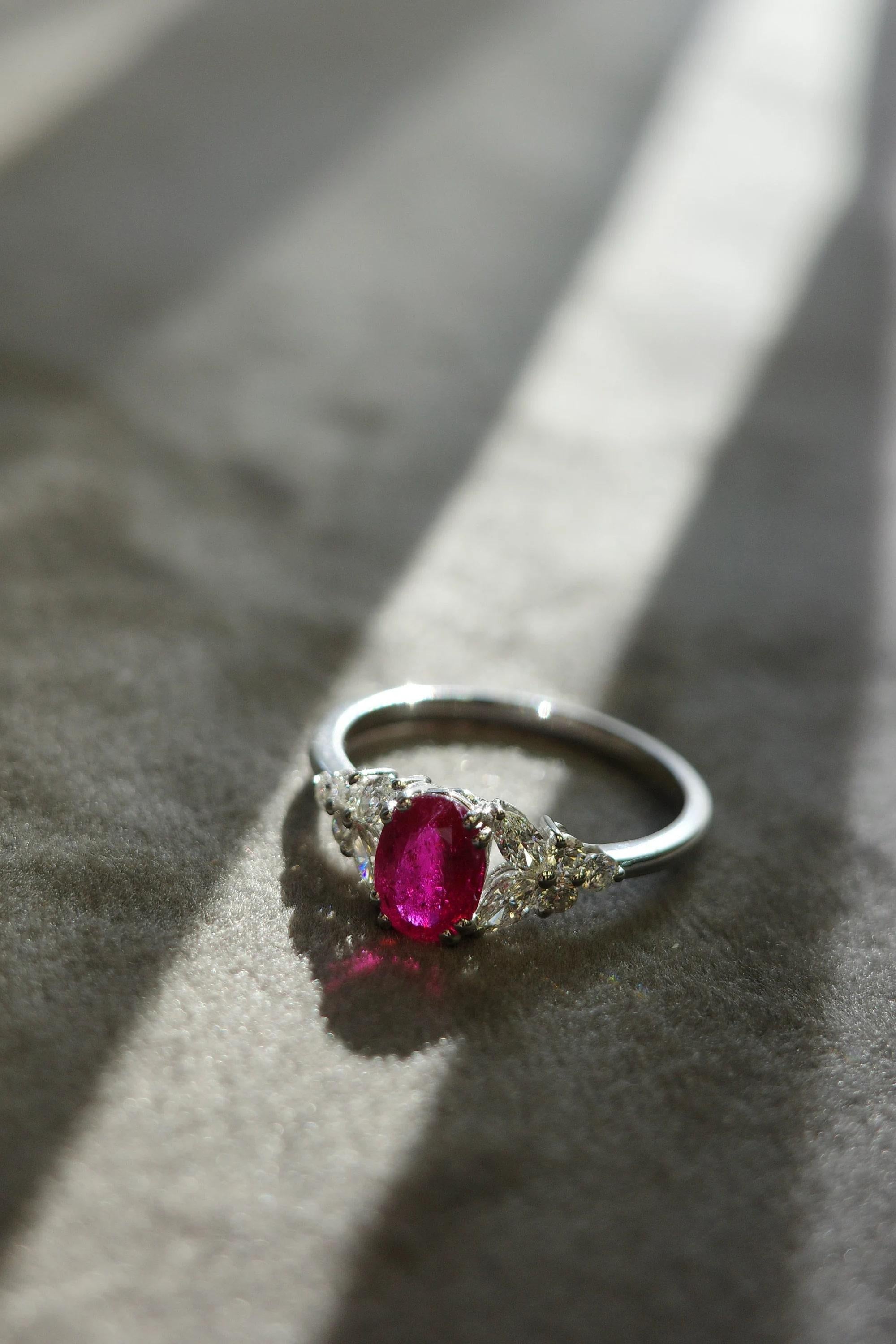For Sale:  Natural Oval Heated Ruby Engagement Ring   5