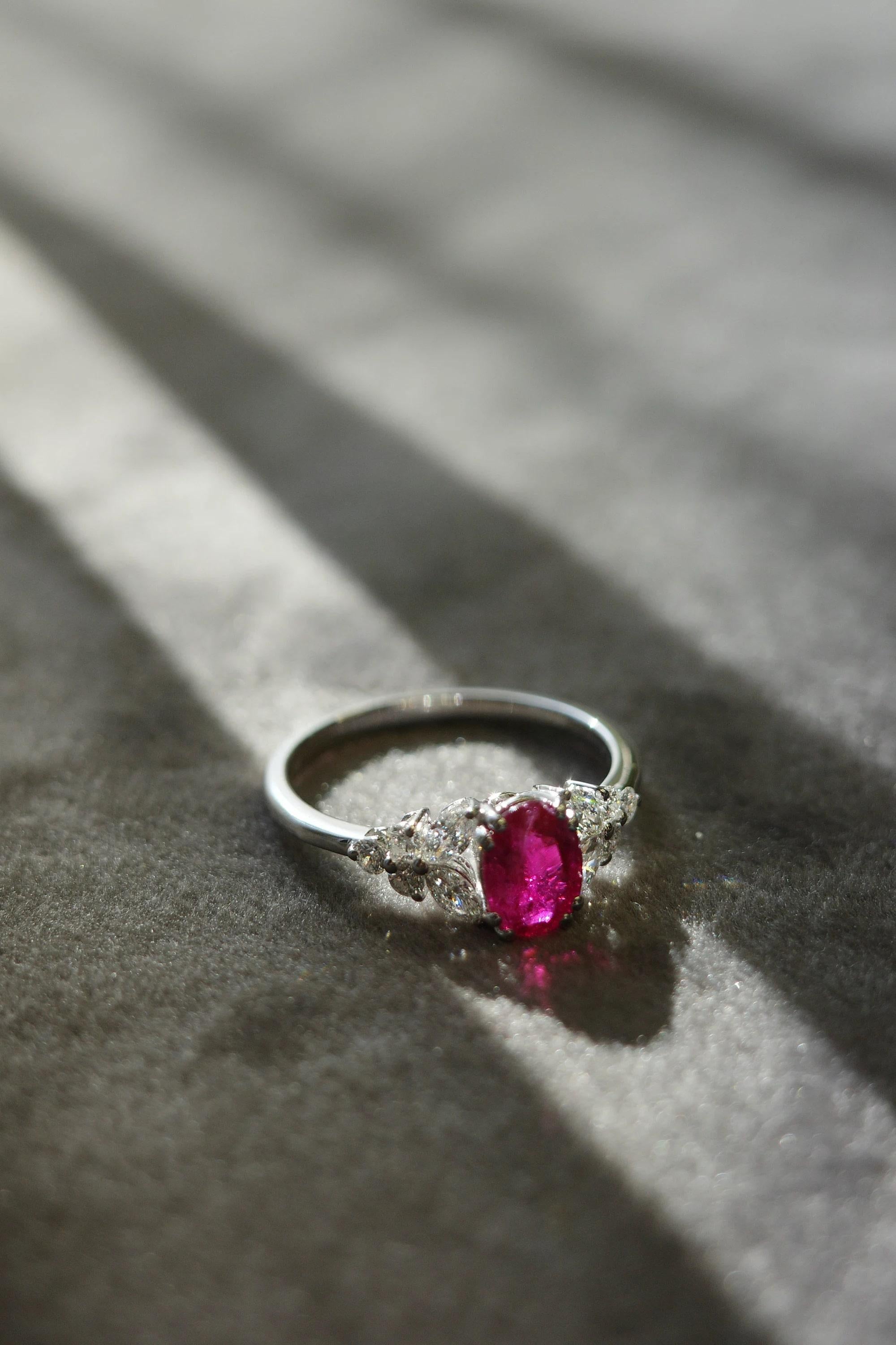 For Sale:  Natural Oval Heated Ruby Engagement Ring   6