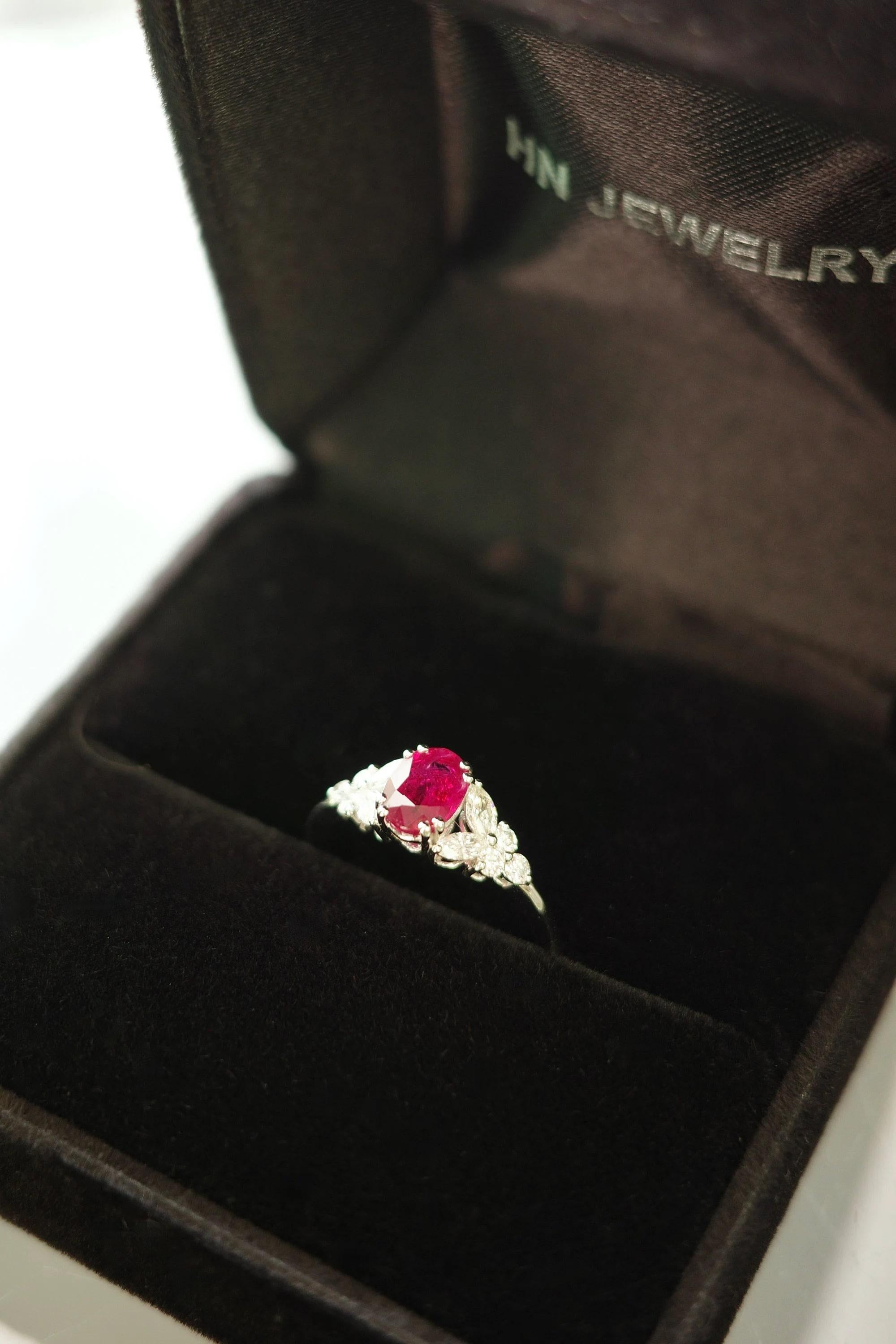 For Sale:  Natural Oval Heated Ruby Engagement Ring 8